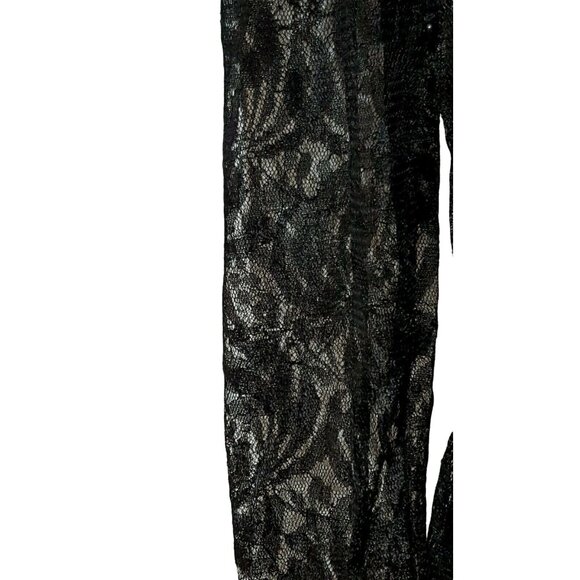 Vintage Lace Dress 10P Beaded Black Lined Zip Gothic Wedding Goth Tea Length - Picture 11 of 11